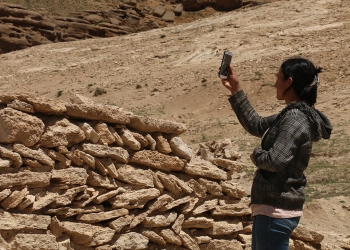Students climb up the hills to study in the villages of Van