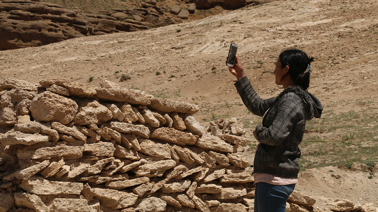 Students climb up the hills to study in the villages of Van