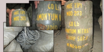 Kurdish fighters find unexploded Ammonium Nitrate bomb dropped by Turkish helicopters in Zap