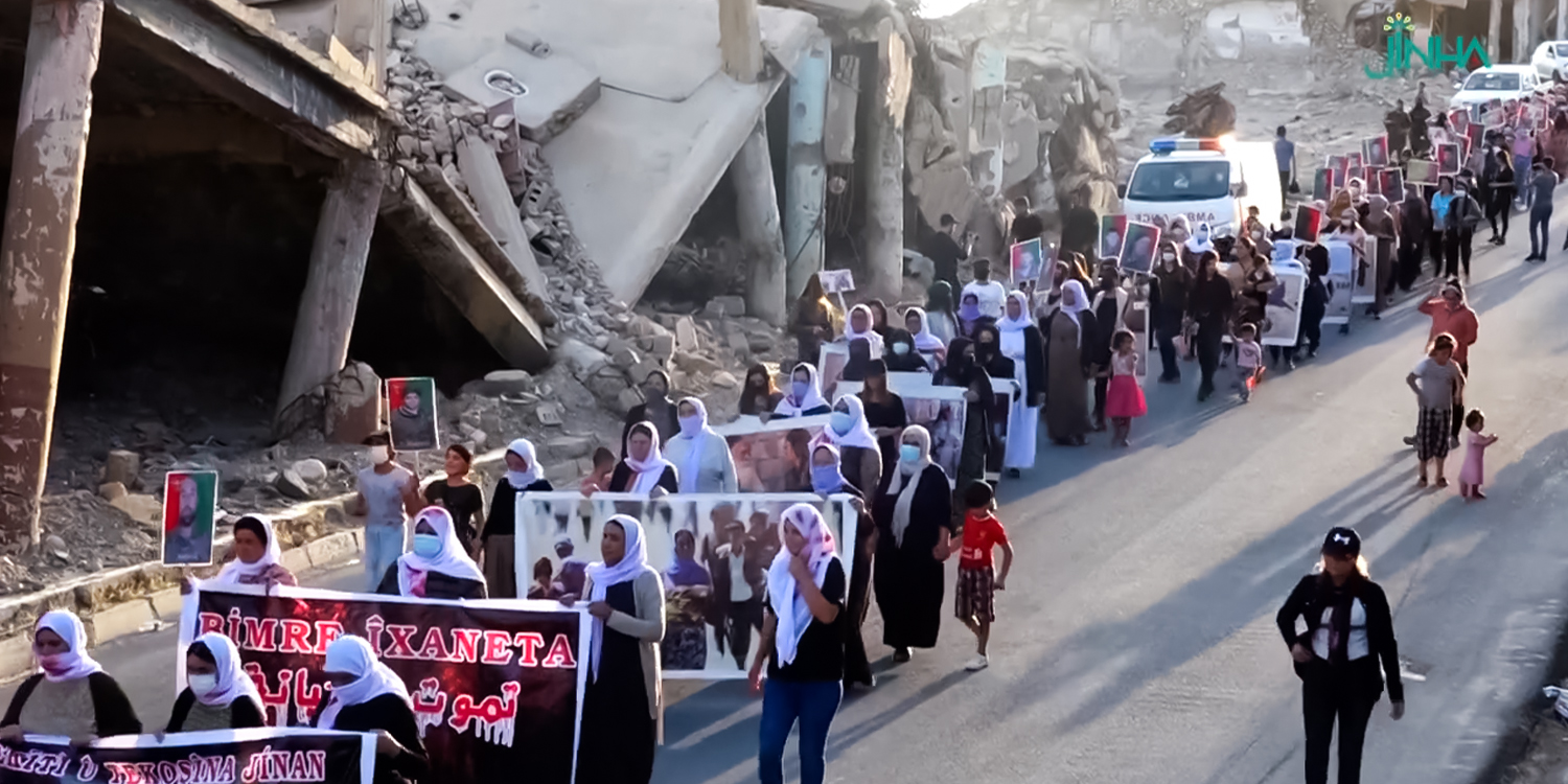 Yazidi women from Sinjar lead ‘freedom march’ in the street where they were once chained by ISIS