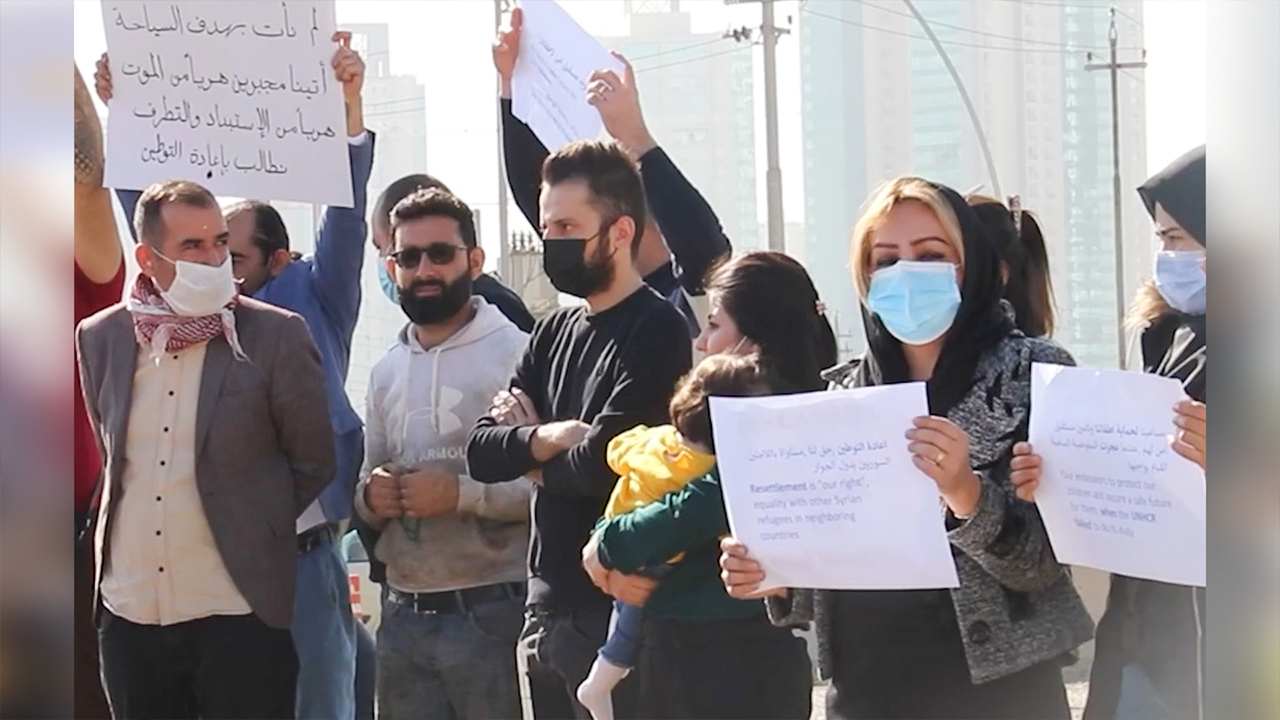 Syrian refugees demonstrate in Iraqi Kurdistan capital for resettlement by UN