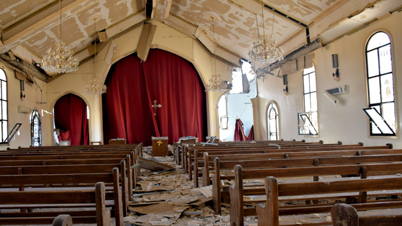 Christian church in northeast Syria damaged by Turkish artillery fire