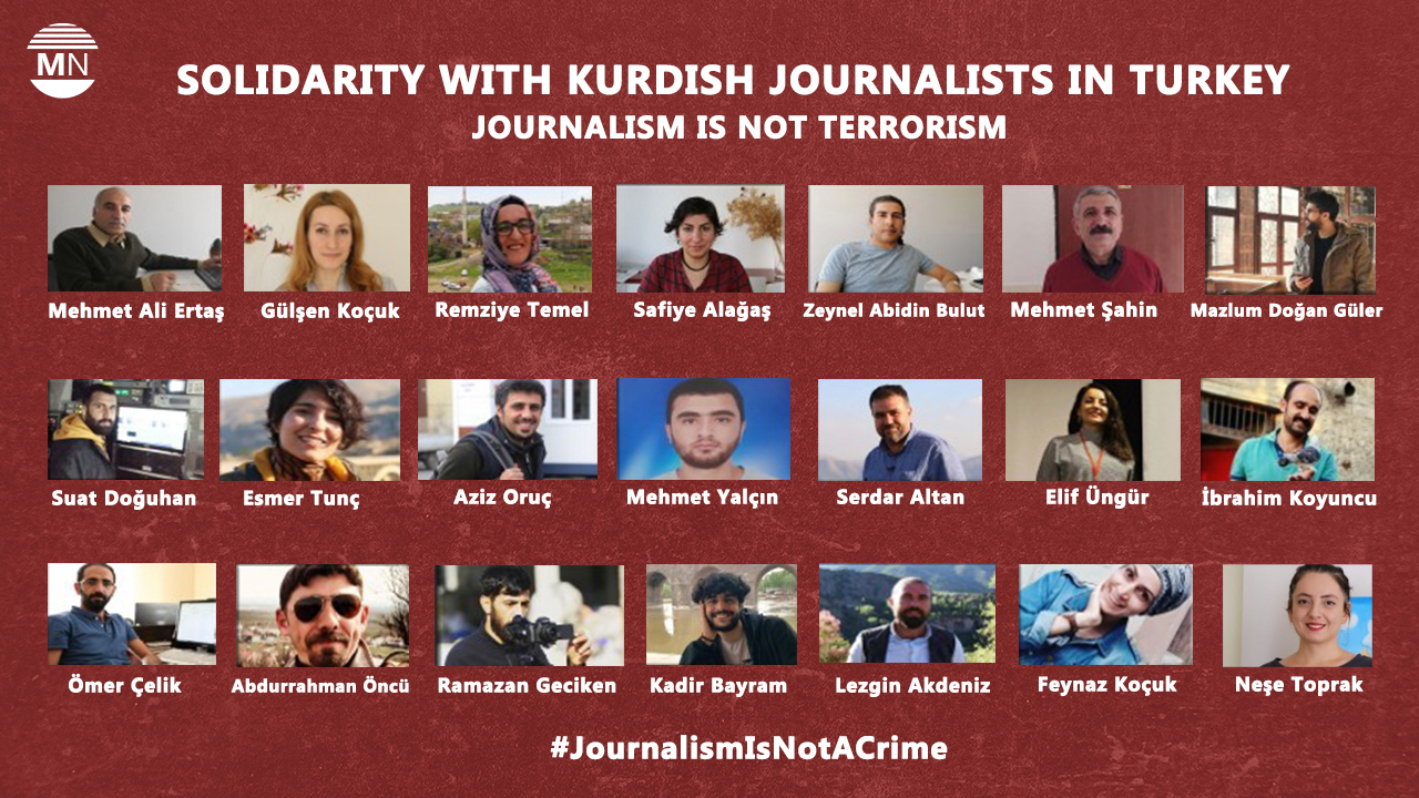 MEDYA NEWS STATEMENT REGARDING KURDISH JOURNALISTS ARRESTED IN TURKEY