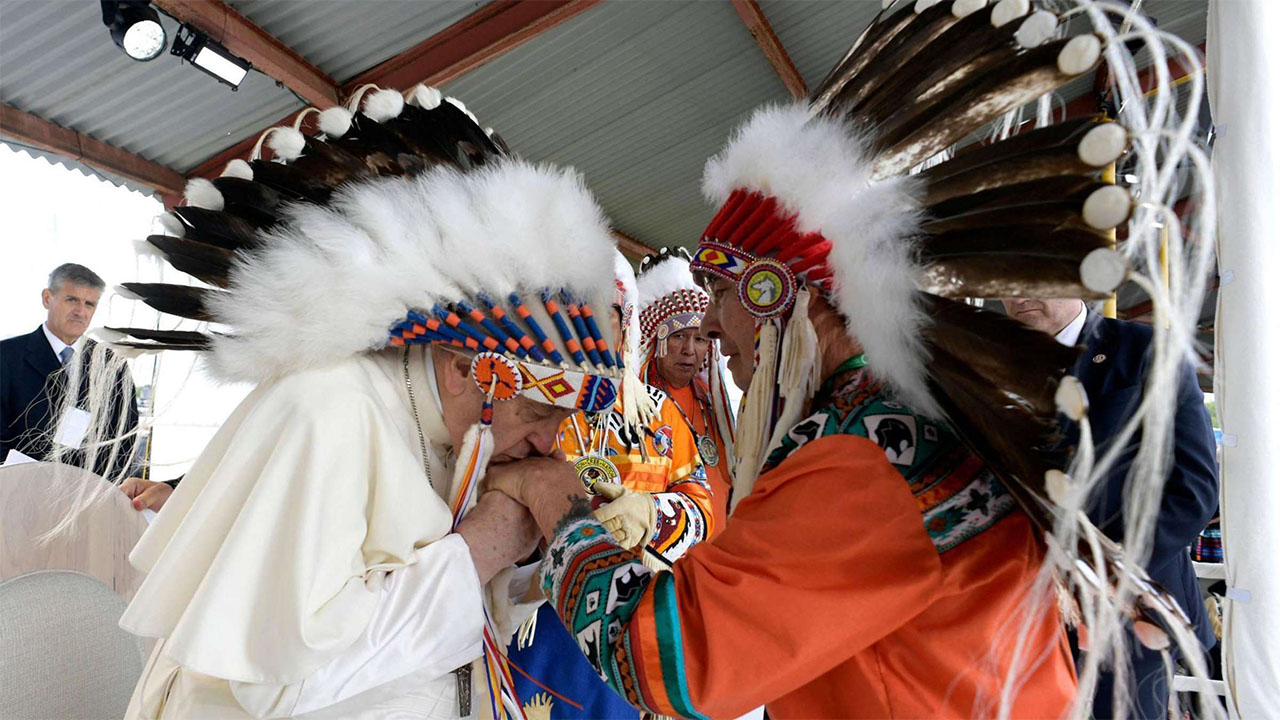 Pope Francis apologises for abuse and ‘colonising mentality’ at Indigenous schools in Canada