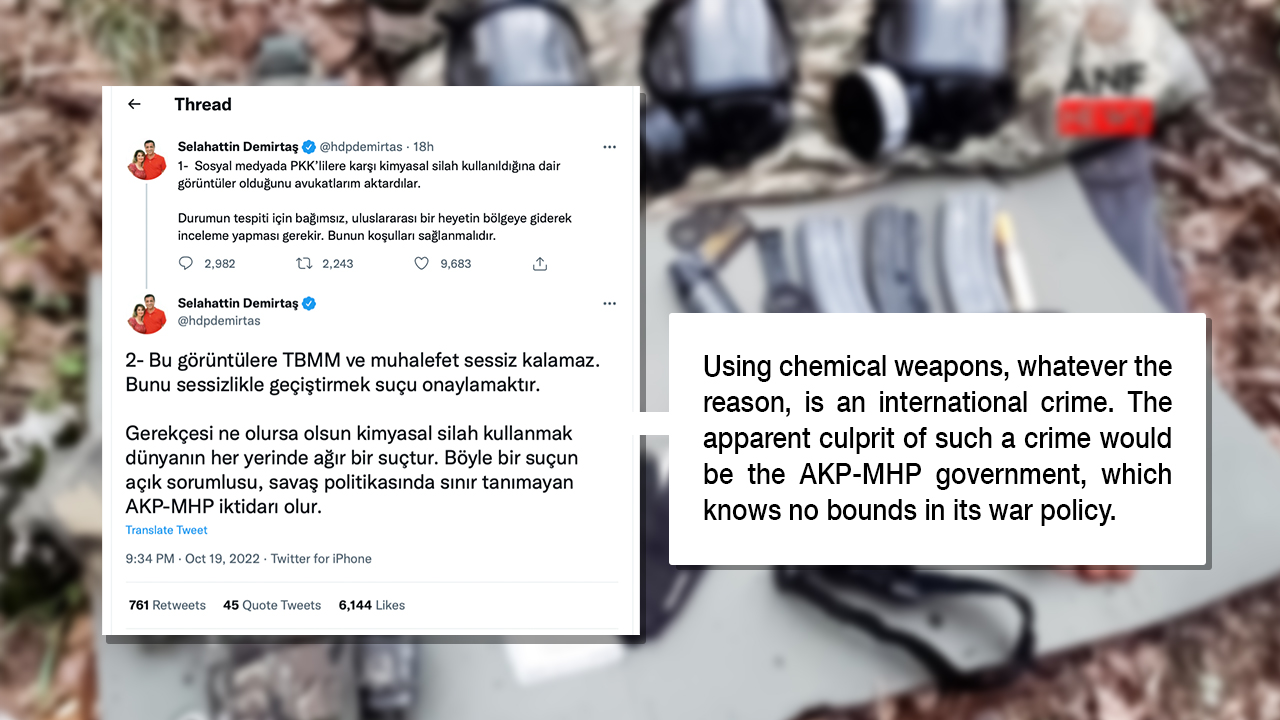 Imprisoned Kurdish politician addresses Turkey’s alleged chemical weapons use