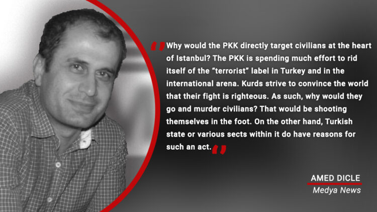 Kurds have no reason for Istanbul bombing, Turkey does