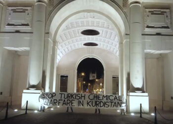 European activists protest Turkey’s alleged chemical use at WWI memorial site