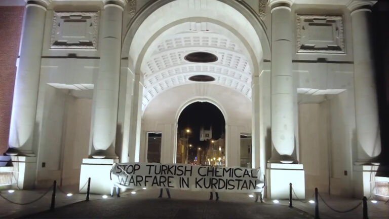 European activists protest Turkey’s alleged chemical use at WWI memorial site