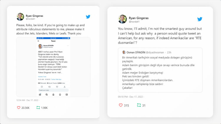 American professor responds to Turkish troll putting words into his mouth