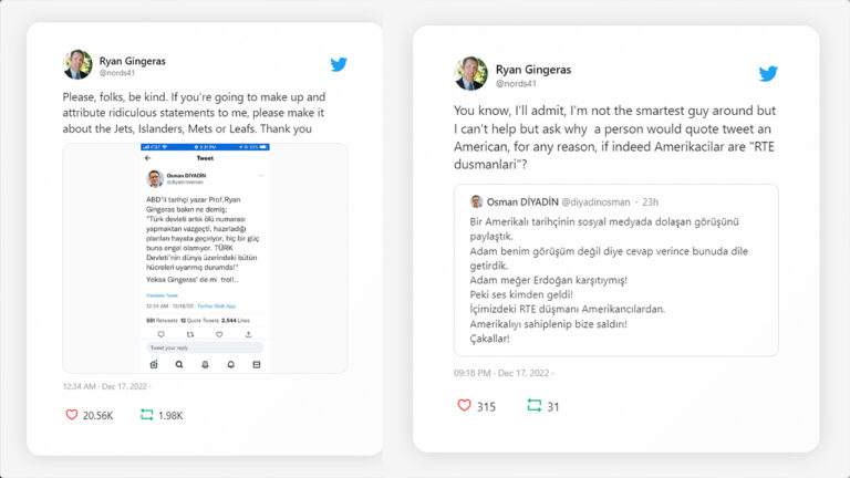 American professor responds to Turkish troll putting words into his mouth