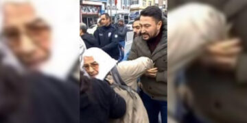 Turkish police beat elderly woman during demonstration