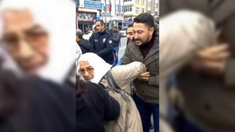 Turkish police beat elderly woman during demonstration