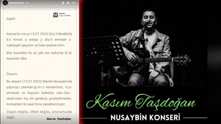 Kurdish concert cancelled due to police threat in Turkey’s southeastern city