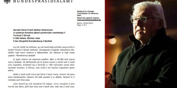 German President calls for solidarity with quake victims in Kurdish, Turkish, Arabic