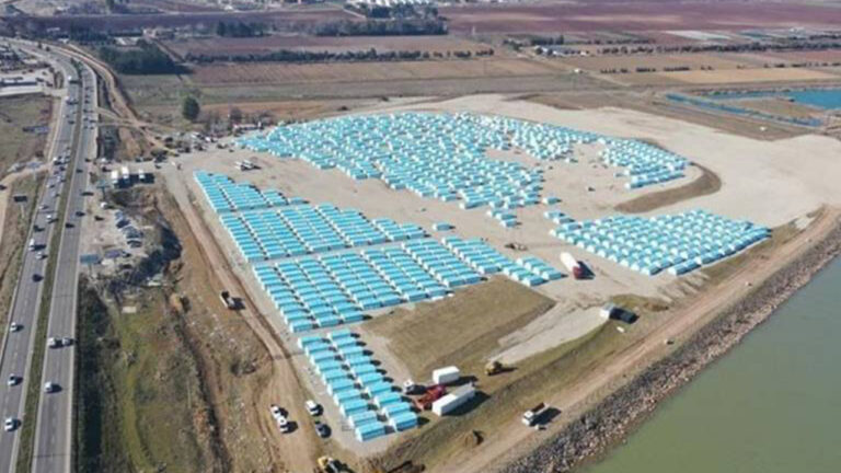 Turkish authorities evacuate three-week-old tent city over flood risk
