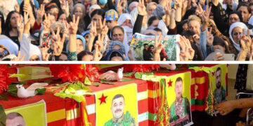 Thousands mourn fallen SDF fighters after Turkish drone strike in Kurdish-led northern Syria