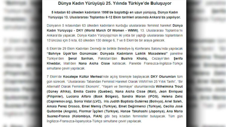 International women’s movement celebrates 25th anniversary with global meeting in Ankara