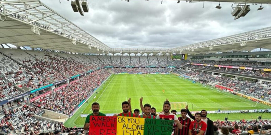 Protests against racist attacks on Kurdish football team at Sydney match