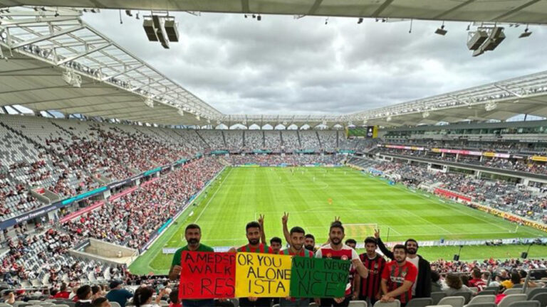 Protests against racist attacks on Kurdish football team at Sydney match