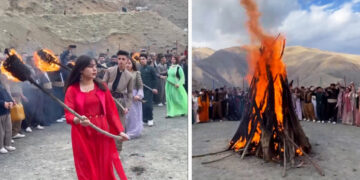 First Newroz fire lit in Hawraman, Iranian Kurdistan
