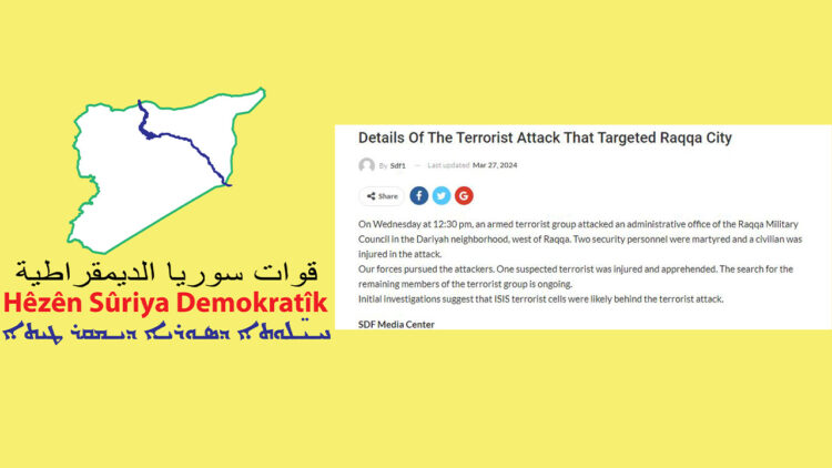 ISIS suspected in attack on Kurdish-Led Raqqa Military Council office: SDF