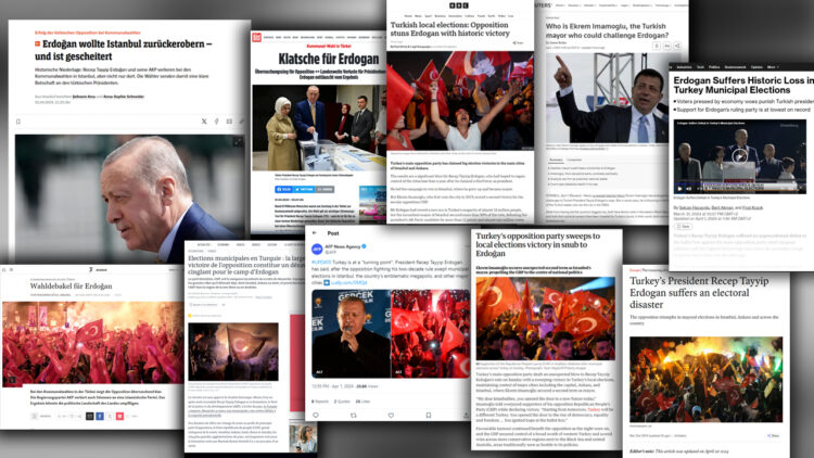 Global media outlets report historic defeat for Erdoğan in Turkey’s local elections