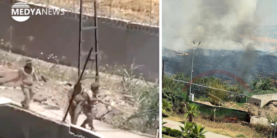 Turkish soldiers set fire to fields in Qamishli while airstrikes damage civilian infrastructure