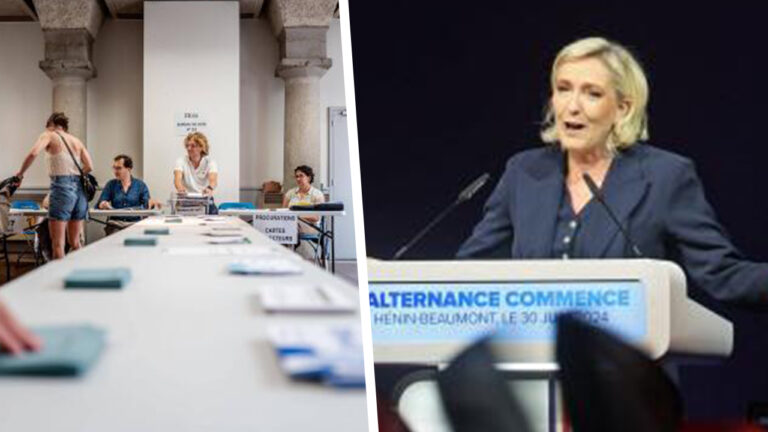 Le Pen’s far-right anti-immigration party takes lead in first round of French election