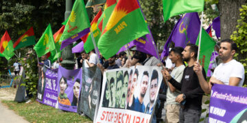 Protests in Brussels against death sentences of Pakhshan Azizi and Sharifeh Mohammadi