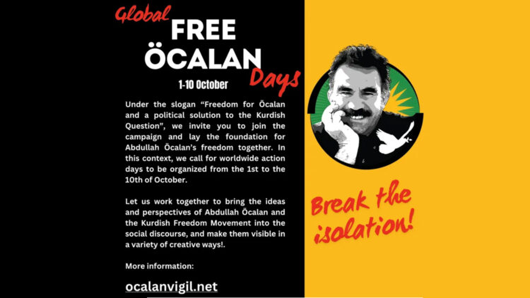‘Free Öcalan Global Days’ Campaign set for 1-10 October in 20 countries