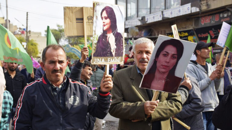 North and East Syria: Men march to condemn violence against women