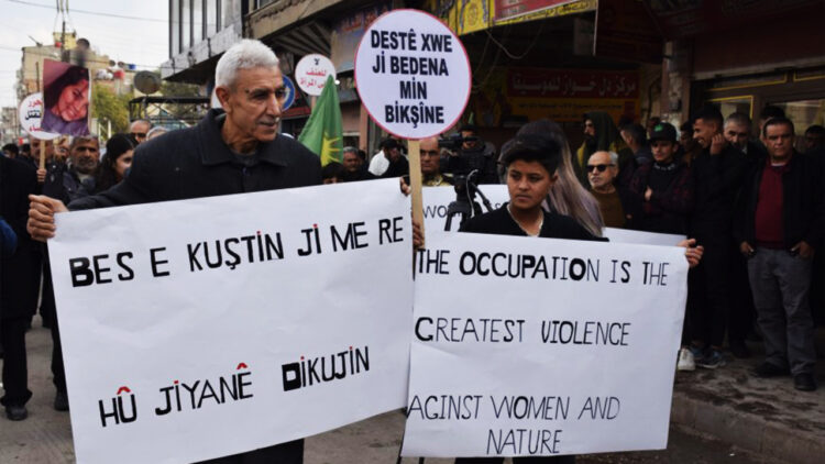 North and East Syria: Men march to condemn violence against women