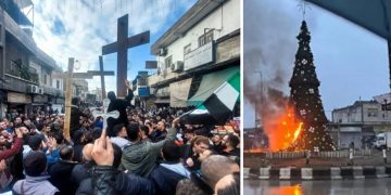 Protests erupt in Christian areas of Damascus after Christmas tree burned
