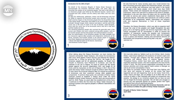 Armenian Brigade marks genocide centennial with renewed resistance call