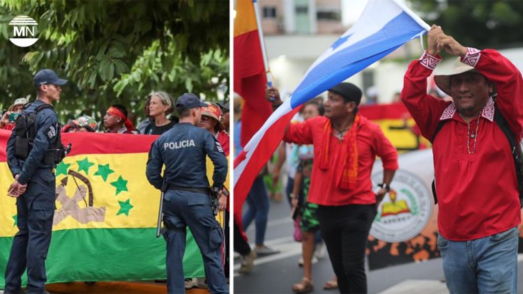 Indigenous communities and workers protest against Law 426 in Panama